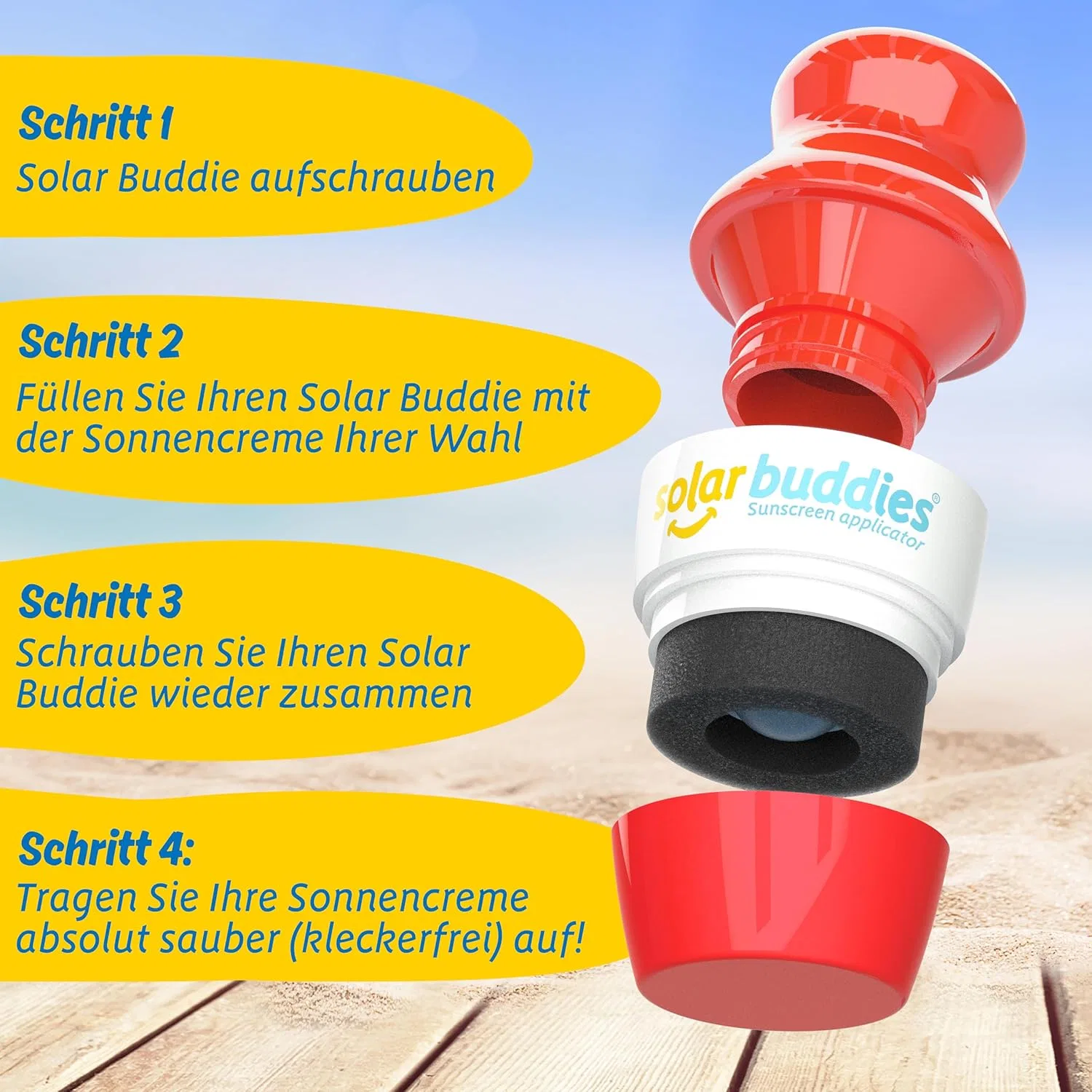Аппликатор для солнцезащитного крема Solar Buddies, красный, 100 мл Solar Buddies, Red — фото 4
