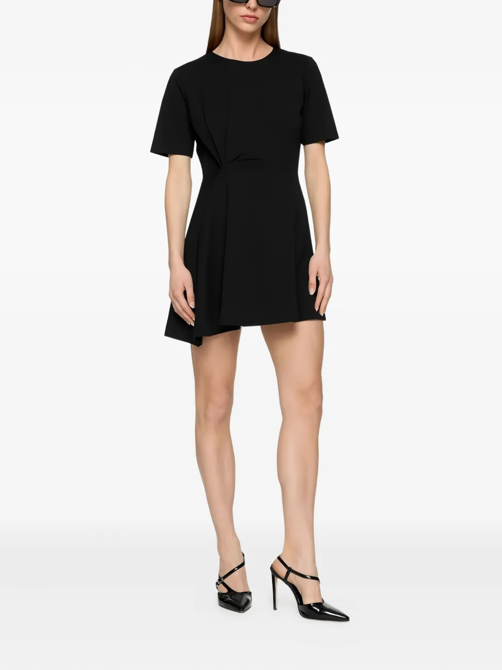 

Мини-платье с короткими рукавами и перекрученной деталью DONDUP, черный
