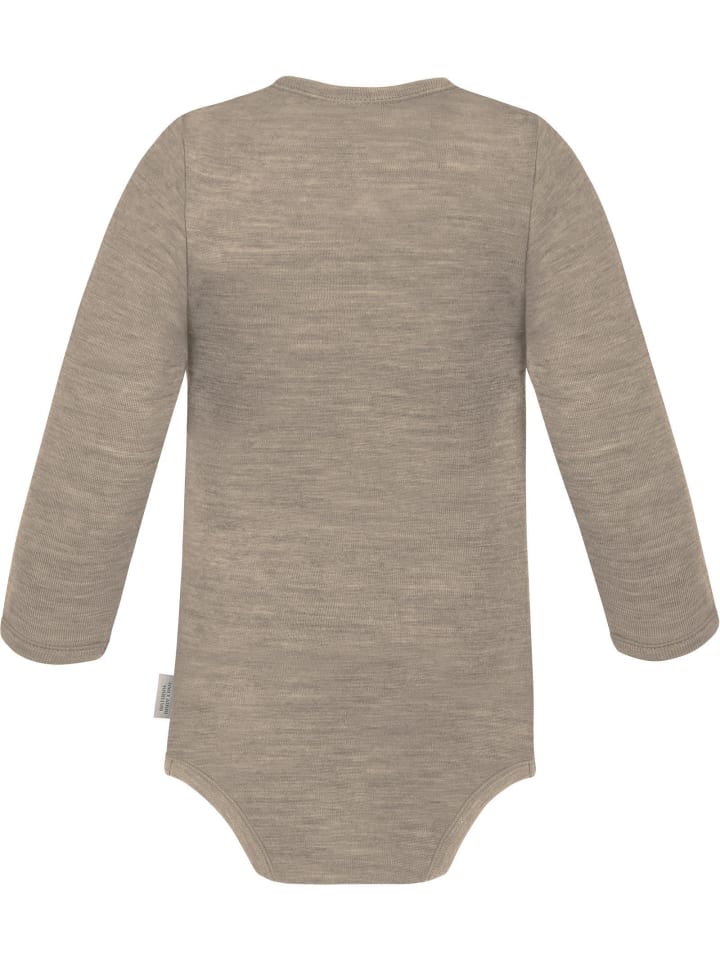 Normani Outdoor Sports Детский боди-шарф из мериносовой шерсти с длинными рукавами "Kitaia" бежевого цвета — фото 2