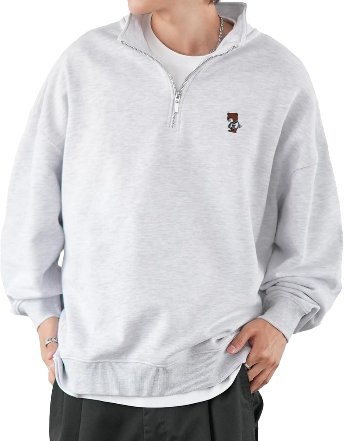 

Мужская толстовка Improbe 70220 A-Ash, боковая вышивка, флисовая подкладка, застежка-молния до середины груди, цвет A-Ash Improves, пепельный