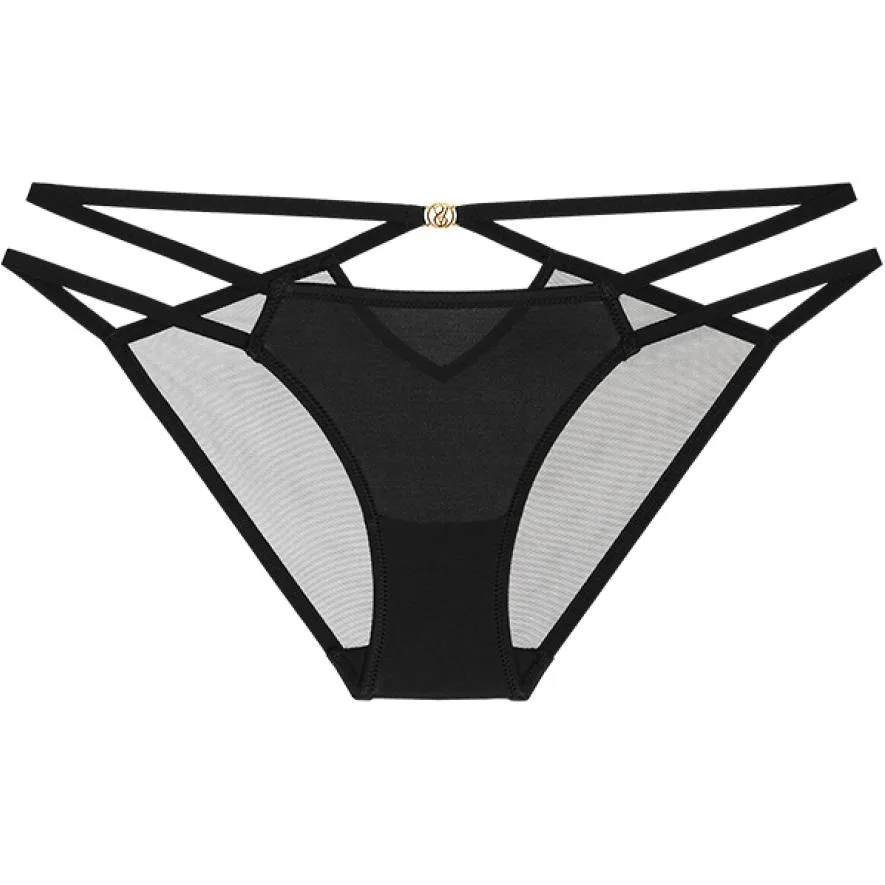 Victoria's Secret Тонкие полосатые кроссовые трусики-бикини женские 1 упаковка черные