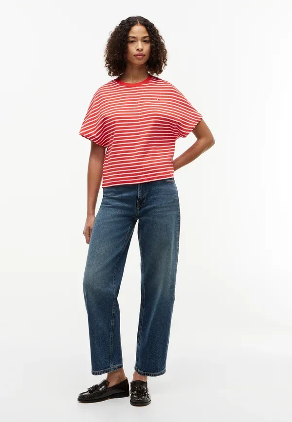 Футболка Tommy Hilfiger Cody batwing tee basic t-shirt, бретонский красный/экрю — фото 2