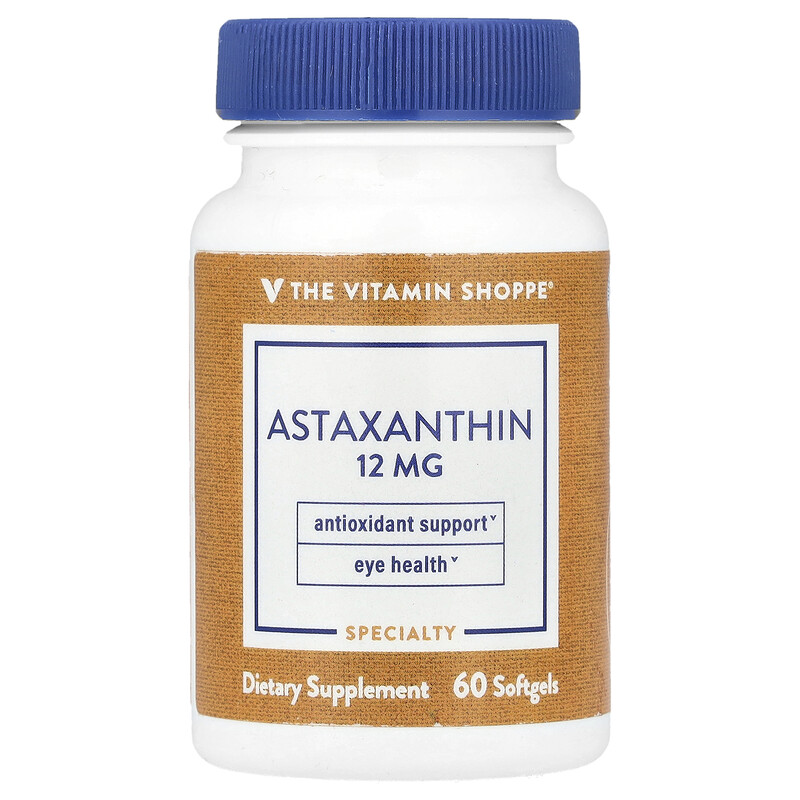 

The Vitamin Shoppe, астаксантин, 12 мг, 60 мягких таблеток