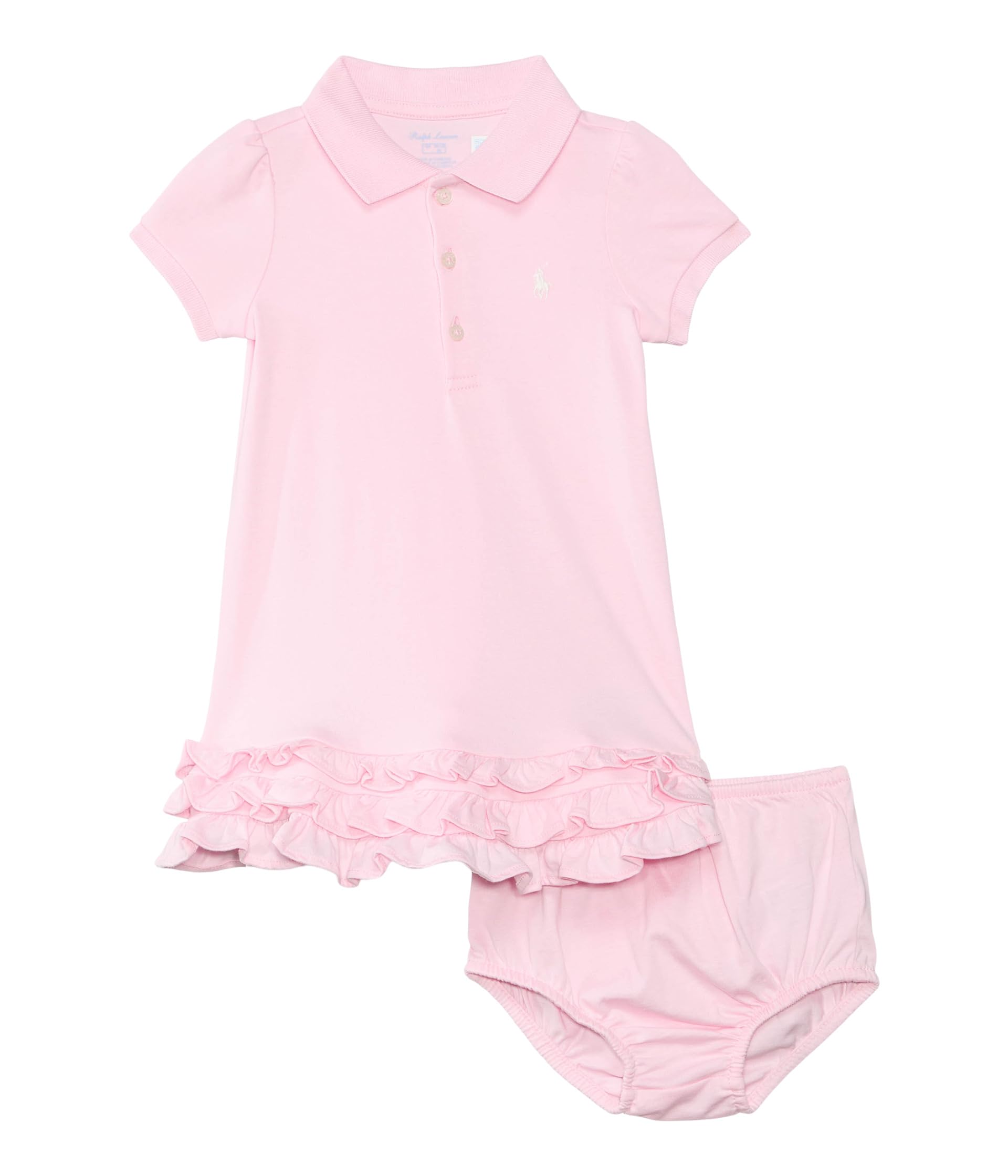 

Платье Polo Ralph Lauren Kids Ruffled Cotton Polo Dress & Bloomer, цвет Bath Pink With Nevis Pp