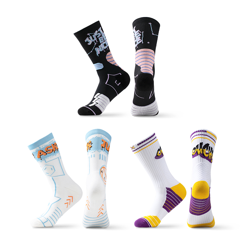 

Мужской комплект баскетбольных носков JKN, White Blue+White Yellow (2 Pack)