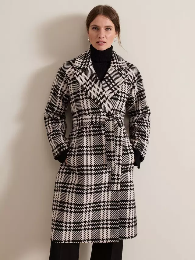 

Пальто Phase Eight Petite Cassie Check Wool Blend, цвет black/ivory