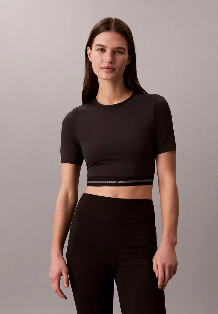 Футболка спортивная, укороченная, быстросохнущая, Calvin Klein Sport, черный