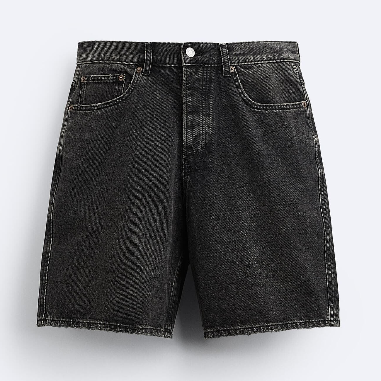 

Шорты Zara Loose Fit Denim Bermuda, черный