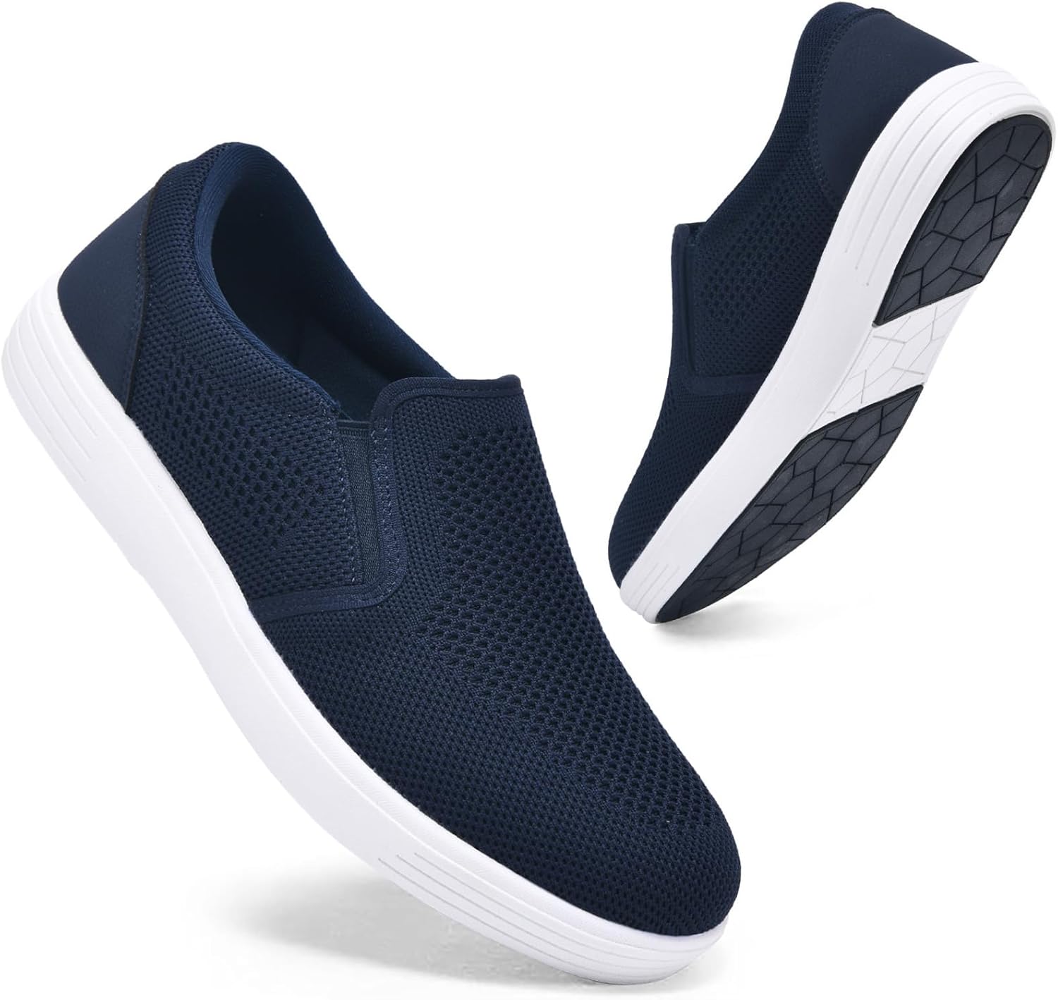 

Мужские слипоны konhill, повседневные дышащие кеды-лодочки с поддержкой свода стопы, легкие сетчатые пляжные лоферы, прогулок и катания на скейте, темно-синий