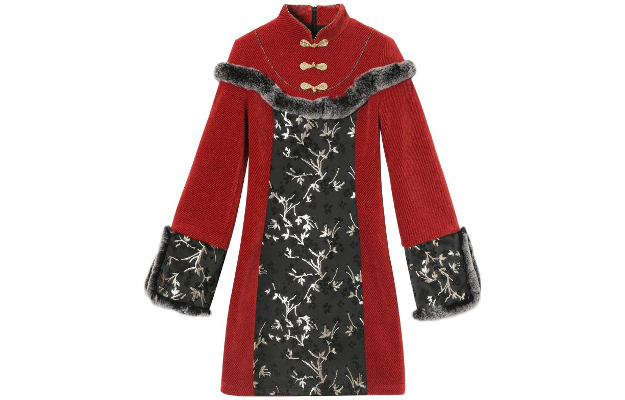 

JK&JS Женские платья с длинным рукавом темно-красные