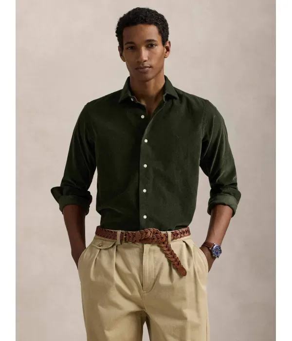 Вельветовая рубашка custom fit Polo Ralph Lauren, оливково-зеленый