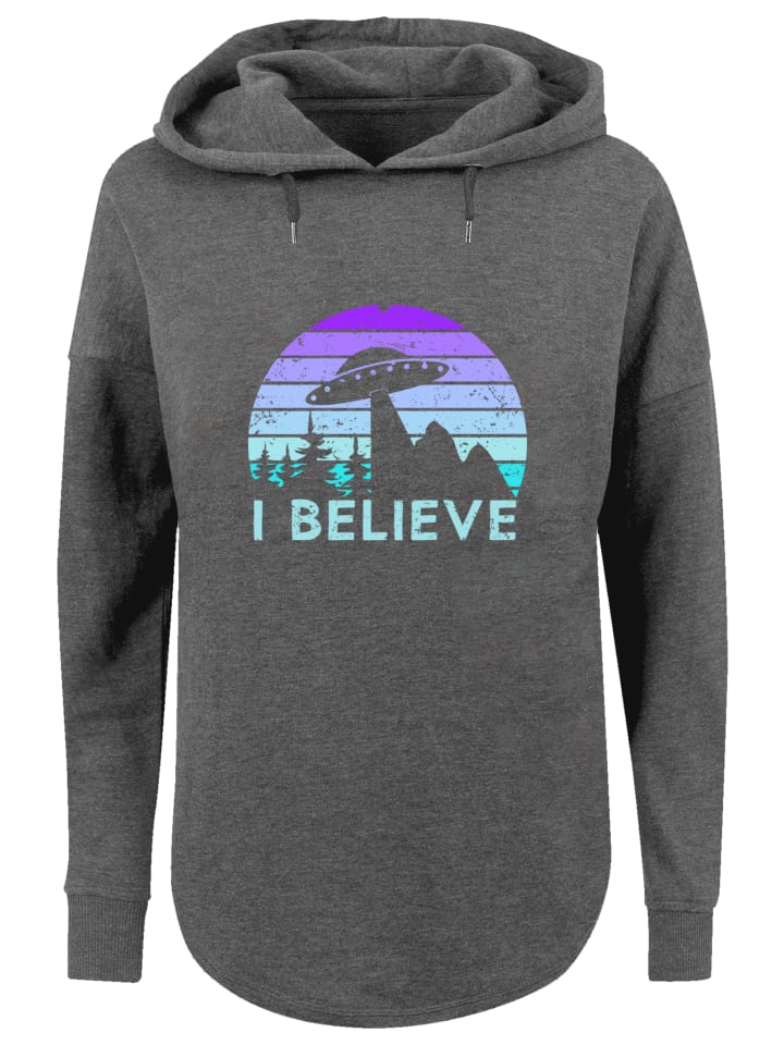 

Толстовка большого размера с надписью Я ВЕРЮ, НЛО, инопланетный космический корабль в стиле ретро в цвете уголь F4NT4STIC