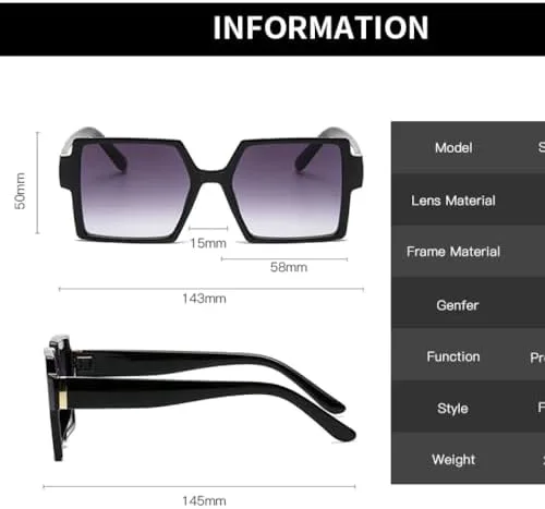 

Винтажные большие квадратные солнцезащитные очки для женщин в стиле ретро с крупной оправой, черные, модные очки с градиентным переходом цвета MTZJH, Purple