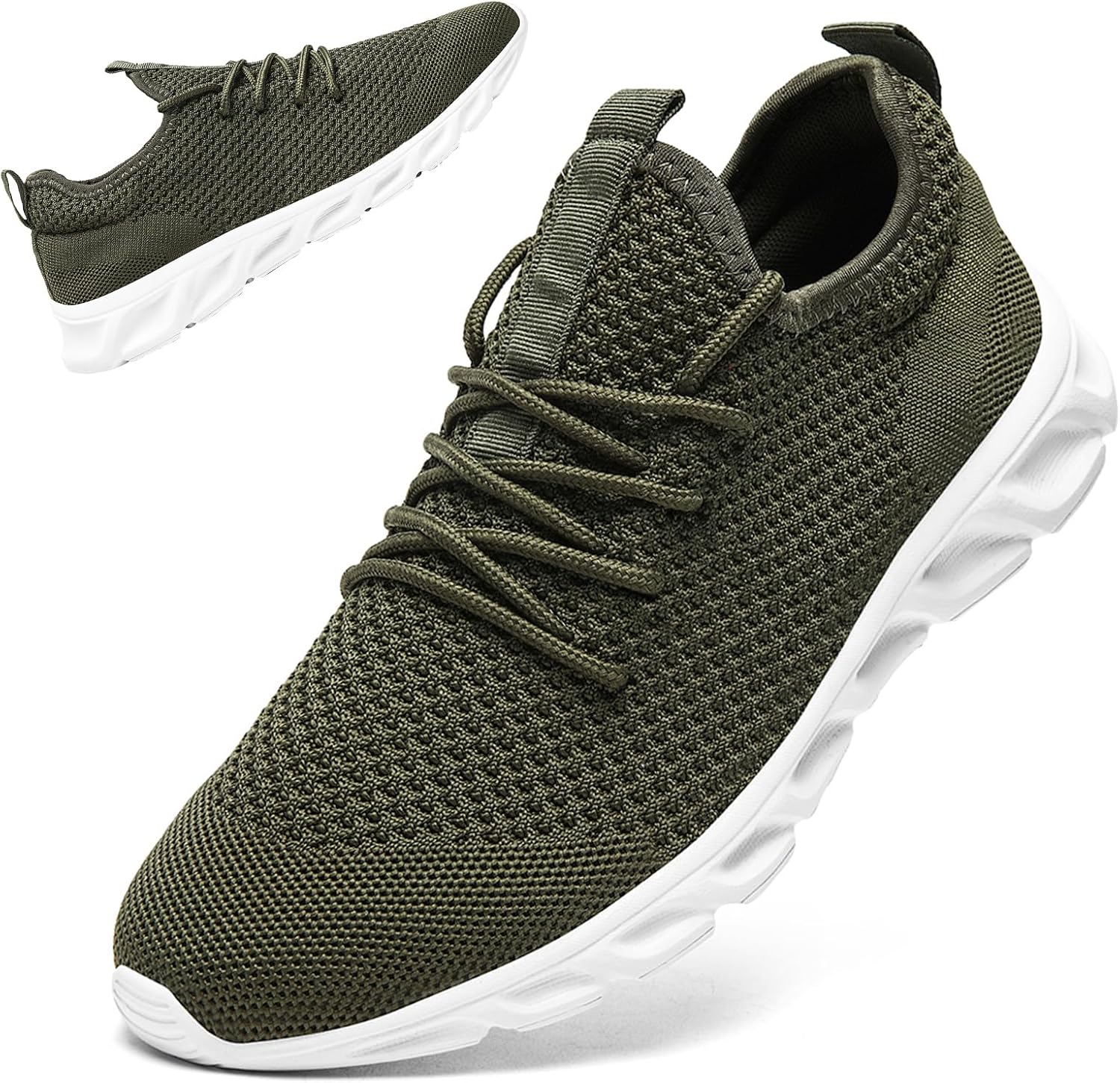 

Мужские кроссовки Linenghs для бега, тенниса и тренировок в спортзале, повседневные слипоны для ходьбы, легкие спортивные кроссовки с сетчатым верхом, дышащие модные спортивные обувь, зеленый