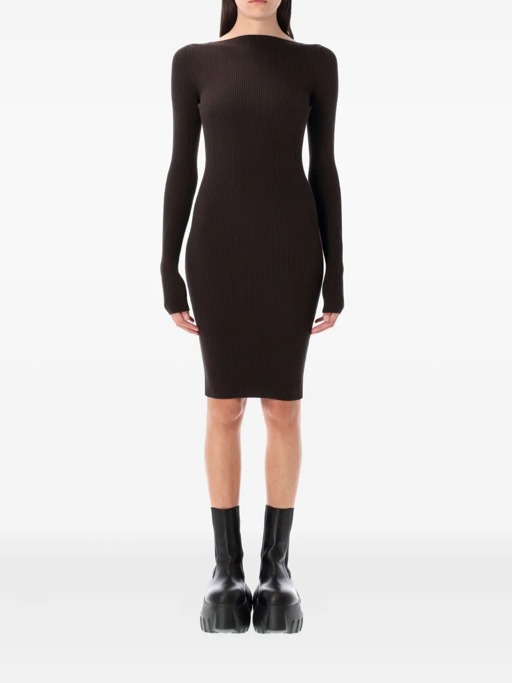 

Мини-платье с открытой спиной в рубчик Rick Owens, коричневый