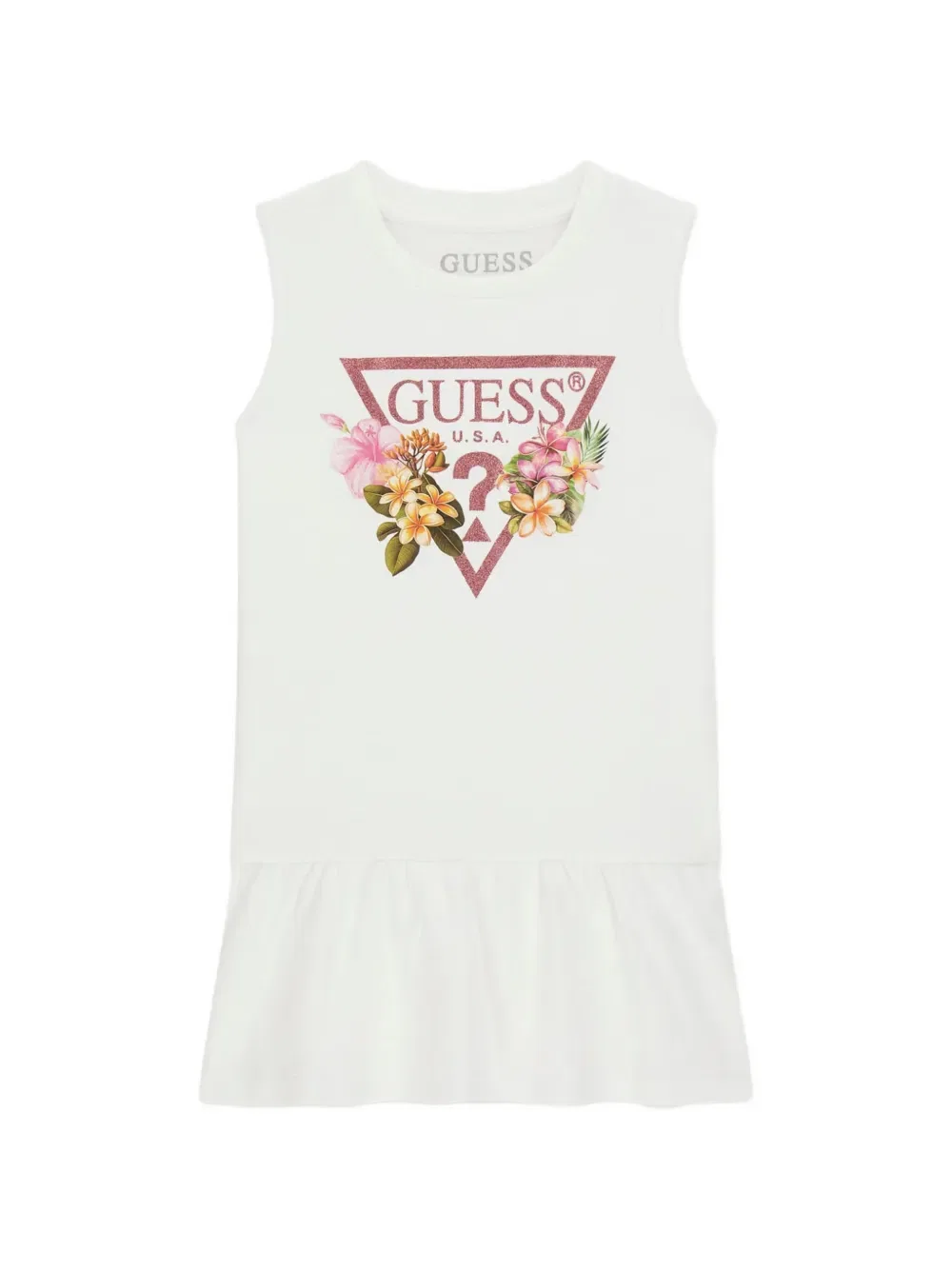 Платье без рукавов из трикотажа Guess Kids, белый