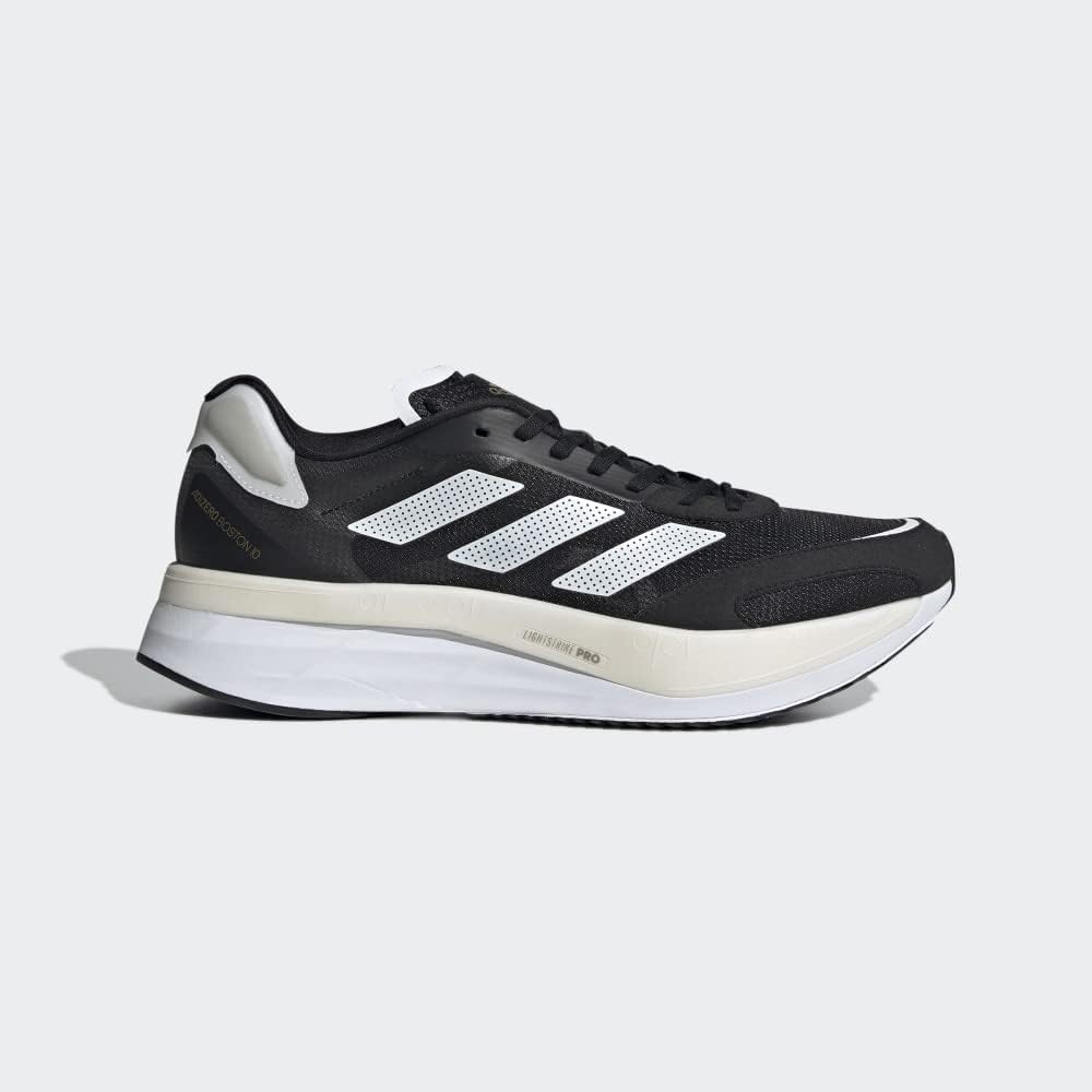 Мужские беговые кроссовки adidas Adizero Boston 10, белый/черный/золотой — фото 4