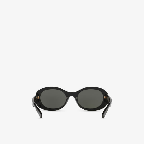 Солнцезащитные очки Gucci с овальной оправой из ацетата, черный — фото 3