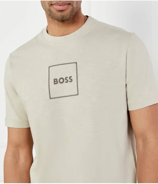 Футболка Te_linenlogo regular fit Boss Orange, бежевый — фото 4