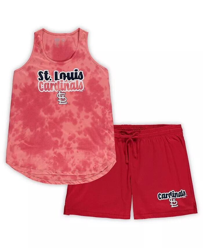 

Женский красный комплект для сна St. Louis Cardinals размера плюс с облачной майкой и шортами Concepts Sport