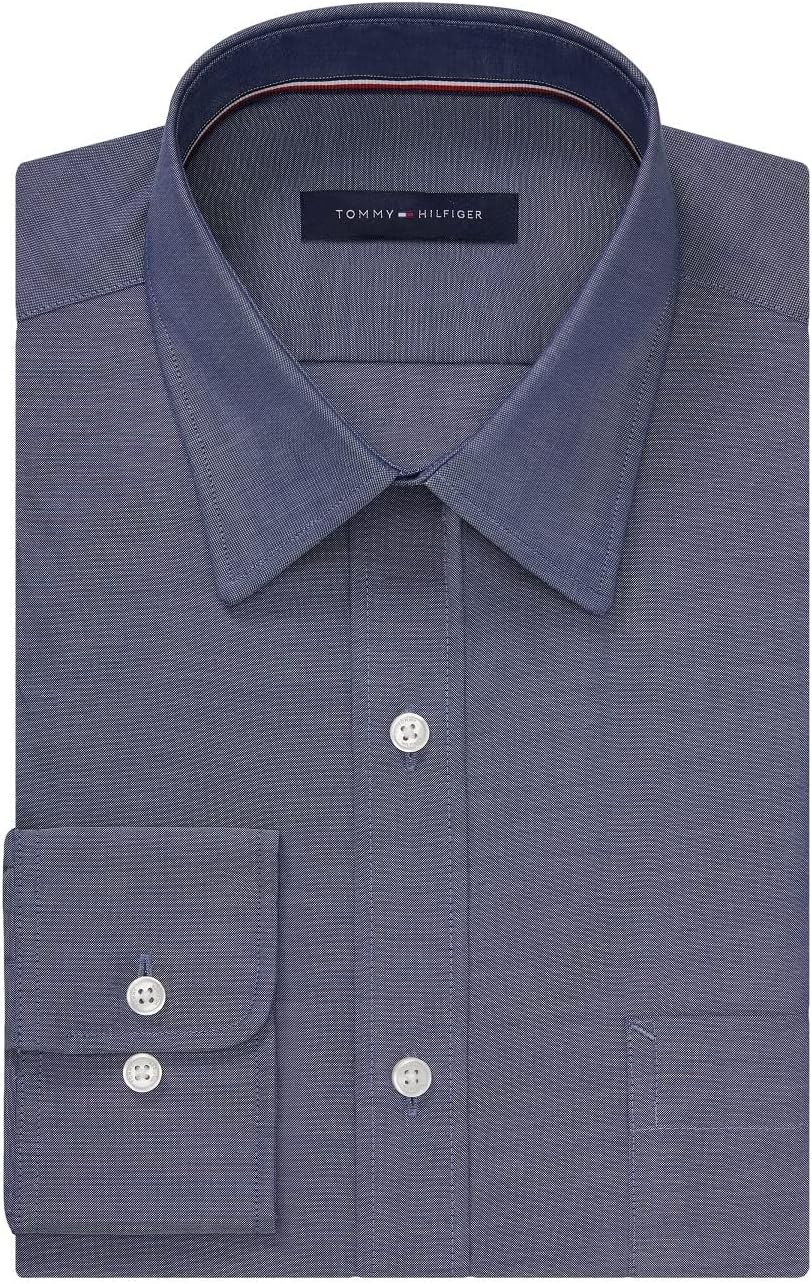 Мужская рубашка Tommy Hilfiger Regular Fit Non Iron, однотонная, эксклюзивно для Amazon, Night Blue — фото 3
