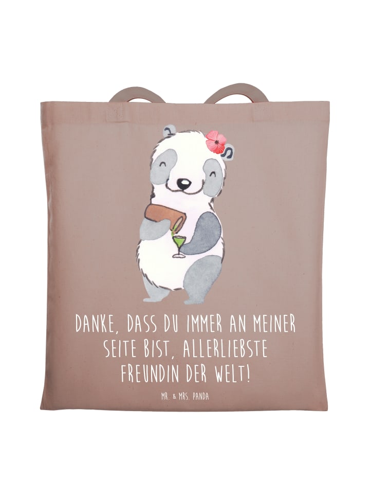 

Сумка-шоппер Лучший друг с надписью пастельно-коричневого цвета Mr. & Mrs. Panda