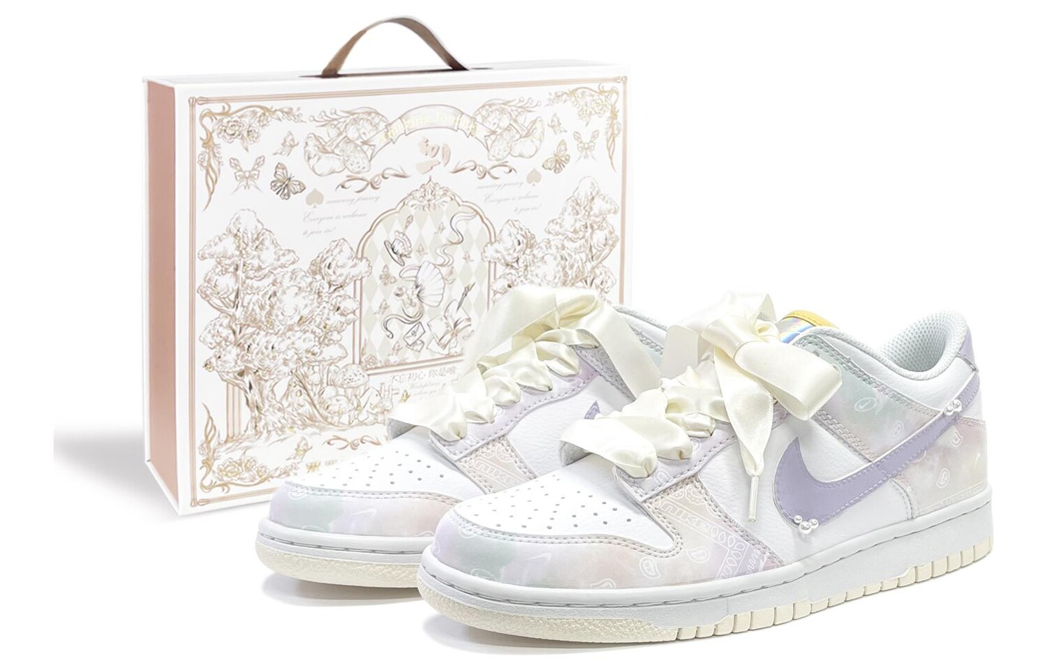 

Кроссовки Nike Dunk Skateboard Shoes Women's Low-Top White Purple