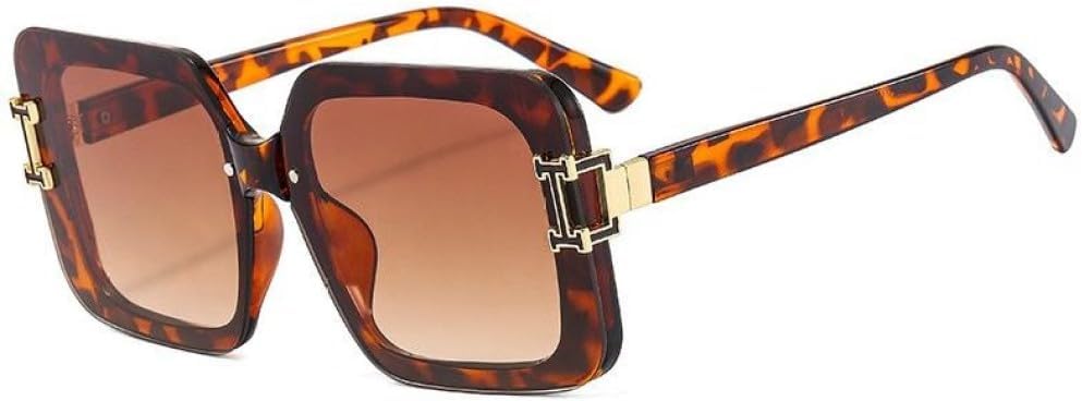 

Модные солнцезащитные очки класса люкс квадратной формы для женщин и мужчин, винтажные, современные, с увеличенной оправой, защита от ультрафиолета UV400 MUTYNE, Leopard Tea