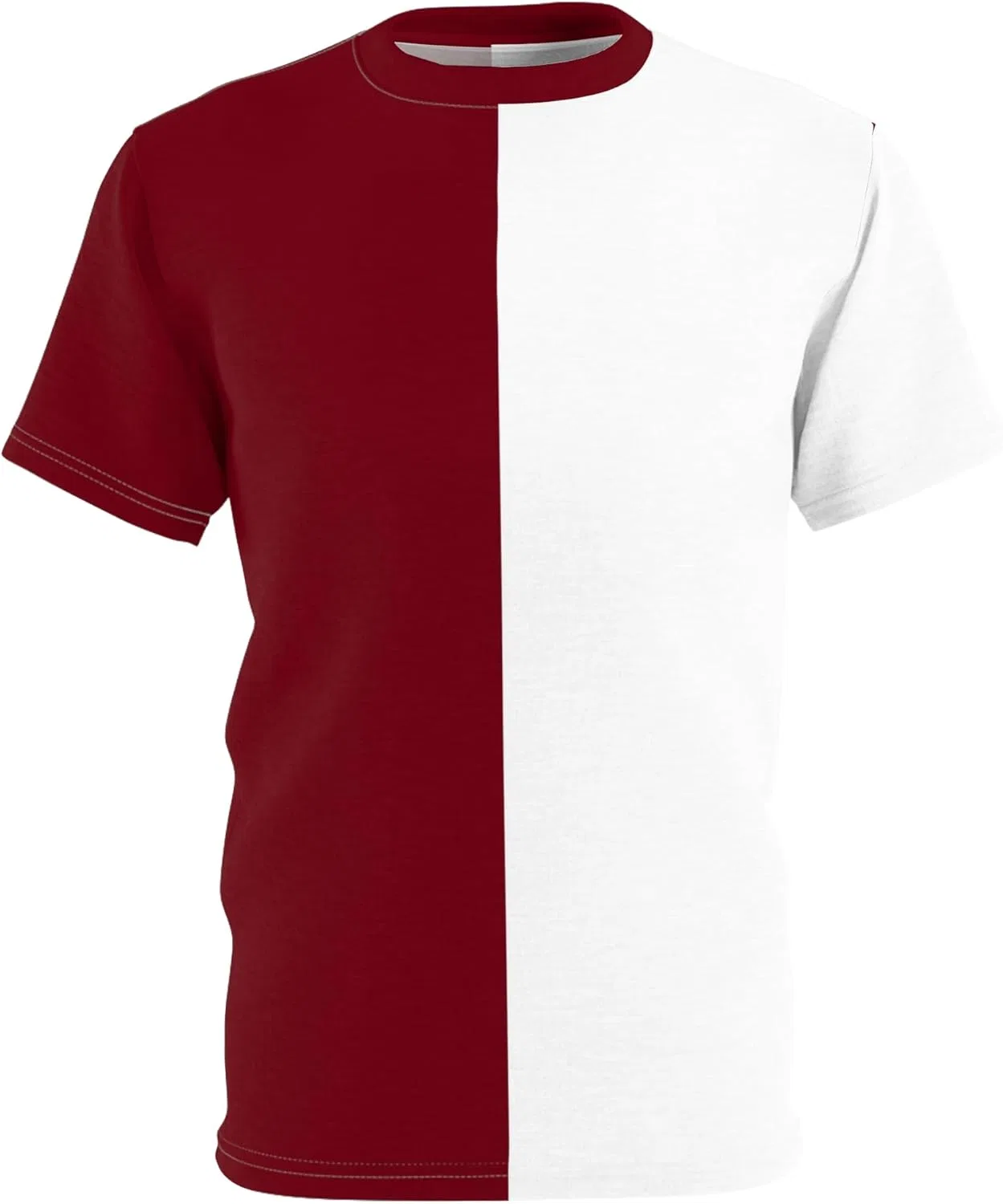 Футболка активная Half Burgundy & Half White, GENERIC, White Stitching