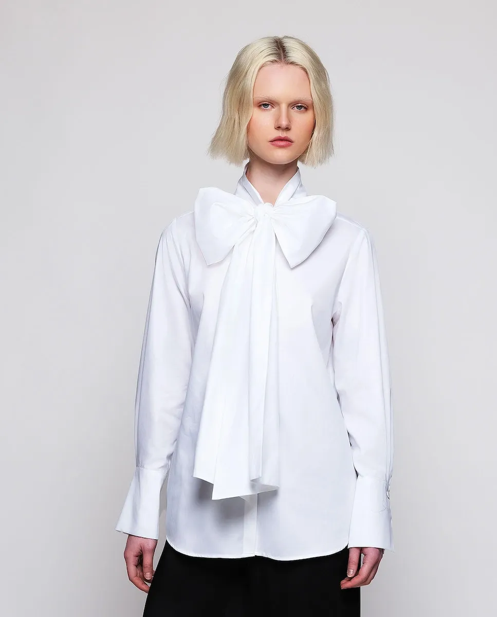 

Женская рубашка с большой хлопковой завязкой Mirto, белый