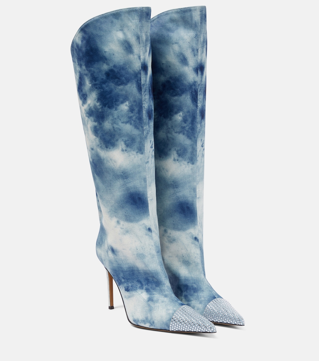Сапоги до колена из денима с принтом тай-дай Alexandre Vauthier, Sky Pattern