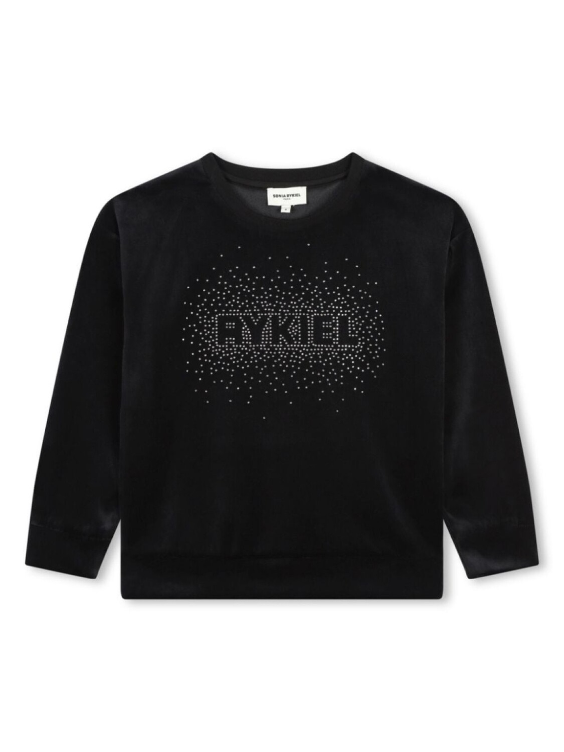 

SONIA RYKIEL ENFANT бархатная футболка с логотипом из страз, черный