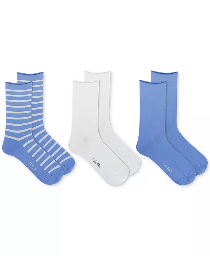 

Женские супермягкие носки Lauren St James Stripe Crew, 3 пары, 34035PK Lauren Ralph Lauren, синий