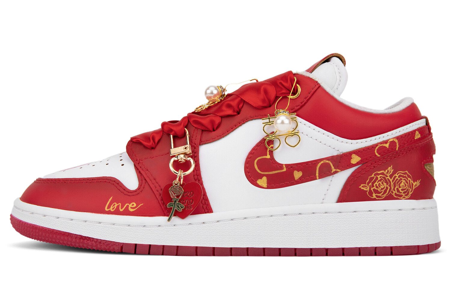 

Кроссовки Air Jordan 1 Vintage Basketball Shoes Women's Low-top White/red, красный