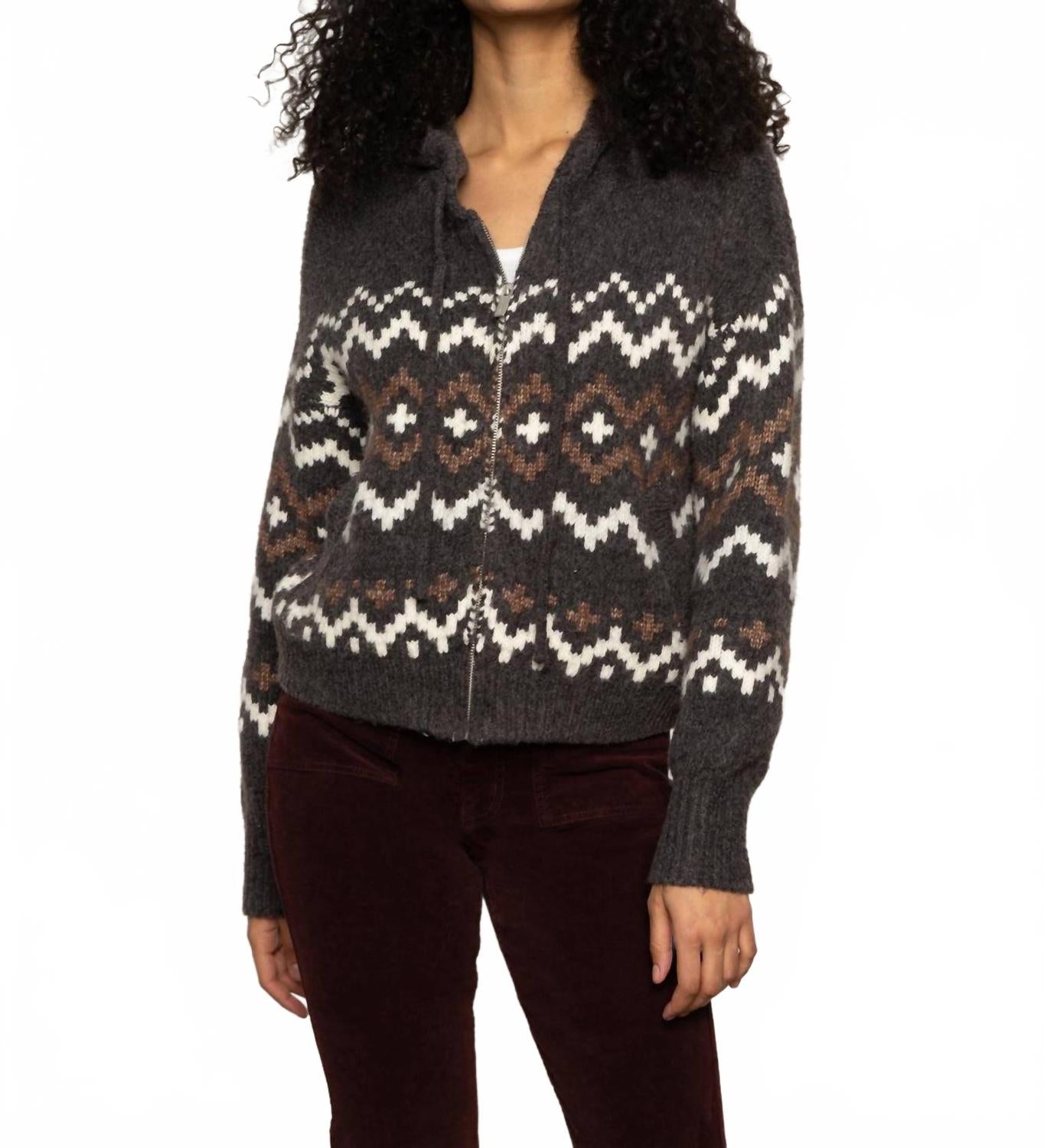 

Худи цвета мокко Fairisle на молнии Fairisle Sanctuary, Mocha Fairisle