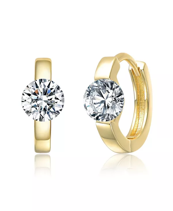 

Серьги-Кольца из стерлингового серебра 14 карат с прозрачным кубическим цирконием Genevive, gold