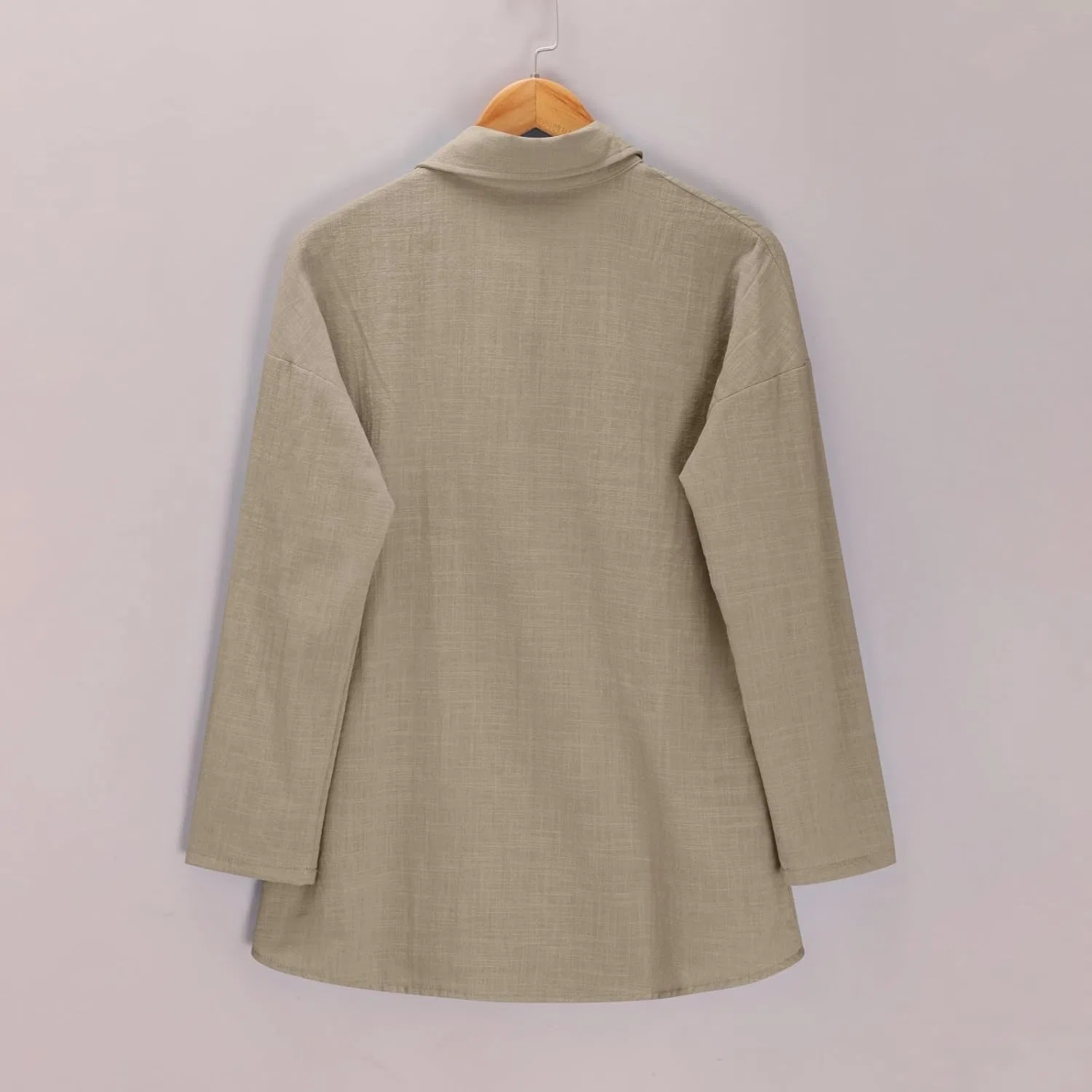 Блуза свободного кроя с длинным рукавом Drop Shoulder Slub Con, бежевый — фото 2