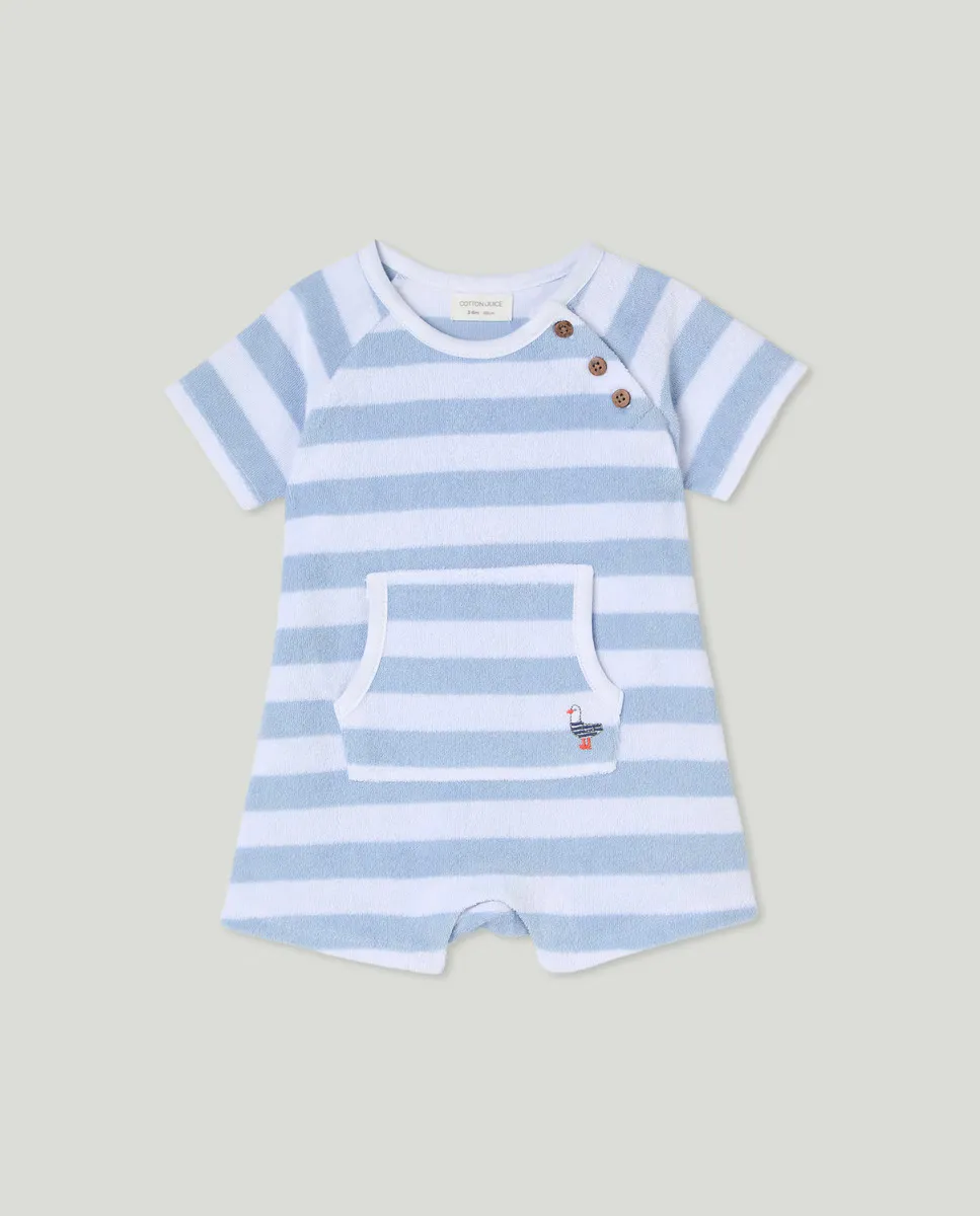 

Короткая махровая пижама для мальчика Cotton Juice, синий