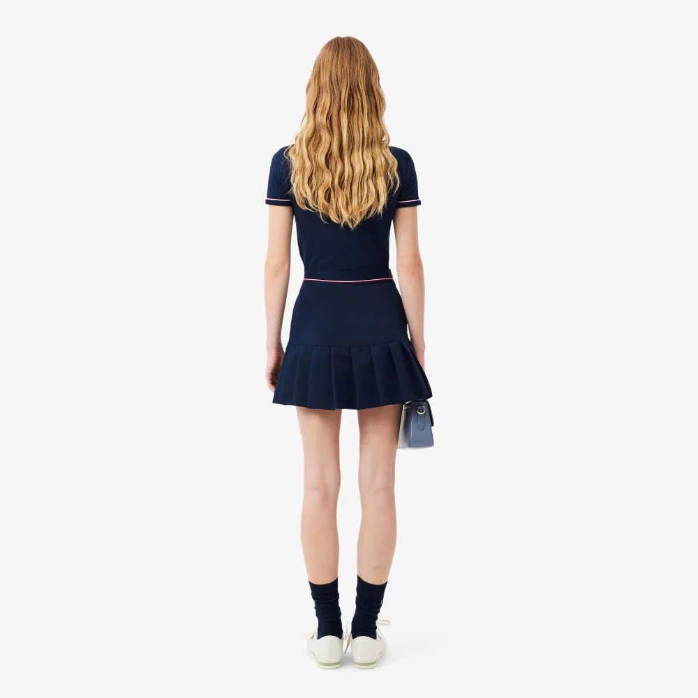 Юбка Lacoste плиссированная мини, логотип на поясе, тёмно-синяя — фото 3