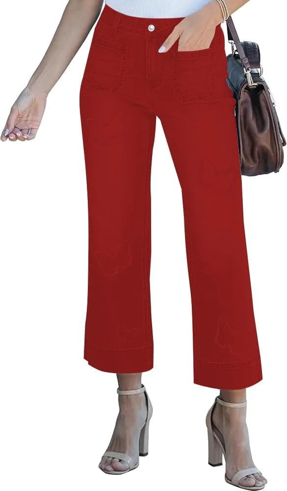 

Женские укороченные джинсы wide leg butterfly straight с высокой посадкой KnoInt