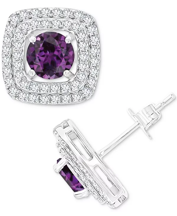 

Серьги-Гвоздики с квадратным ореолом из стерлингового серебра с драгоценными камнями и выращенным в лаборатории белым сапфиром (5/8 карата) Macy'S, alexandrite