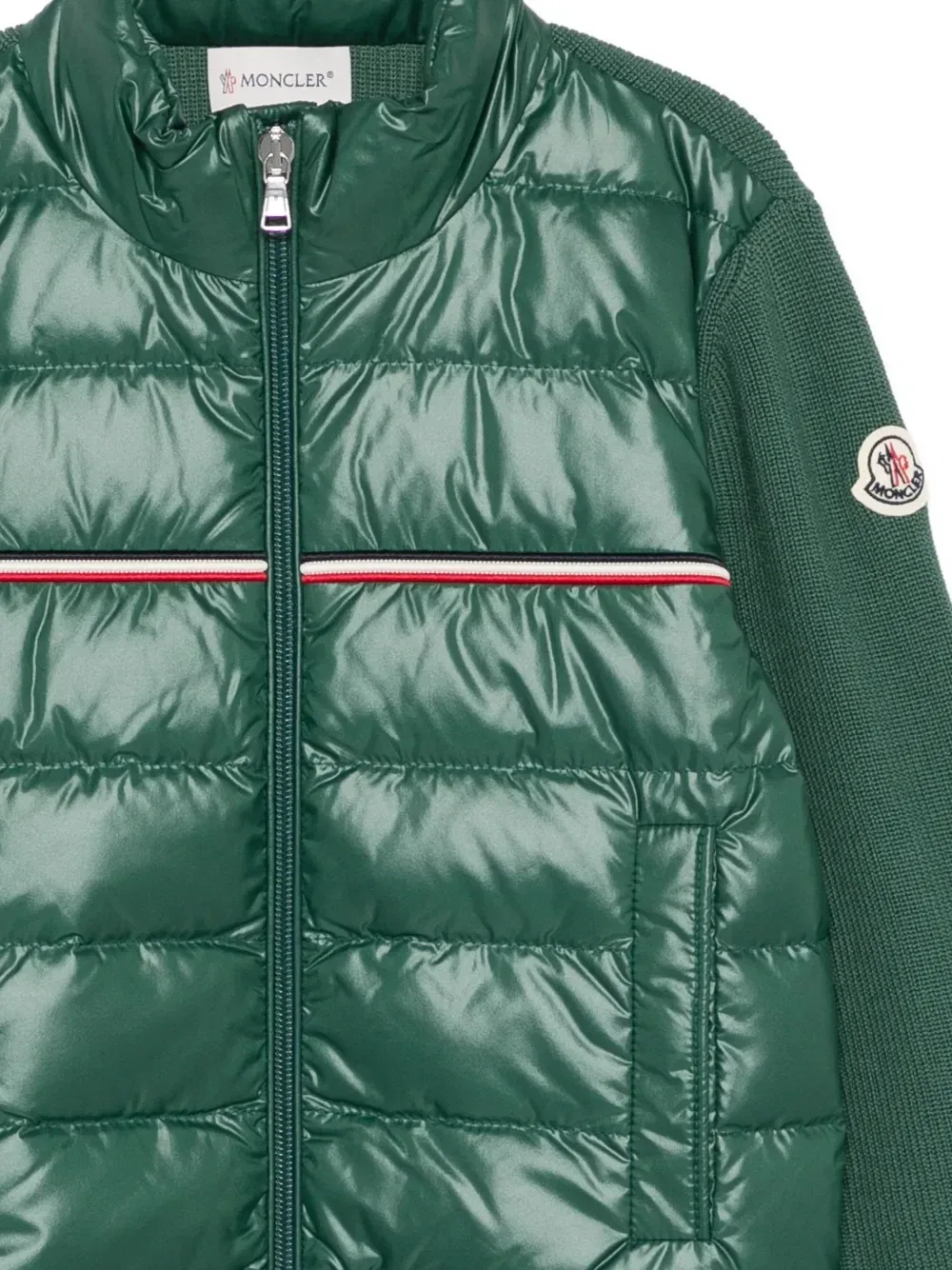 Куртка в трицветную полоску Moncler Enfant, зеленый — фото 3
