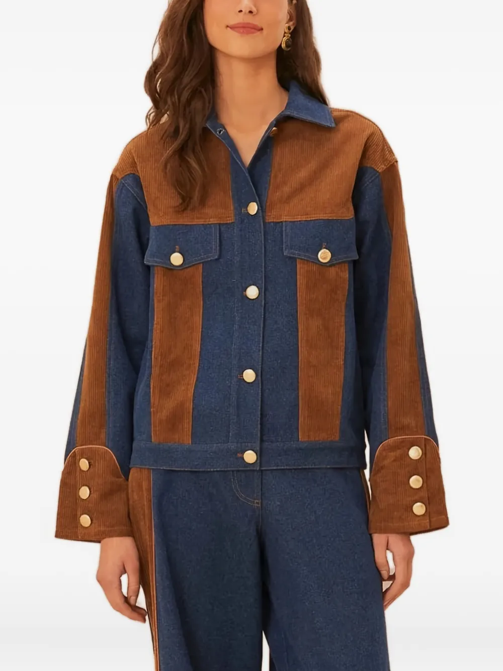 

Джинсовая куртка с вельветовыми вставками FARM Rio, синий