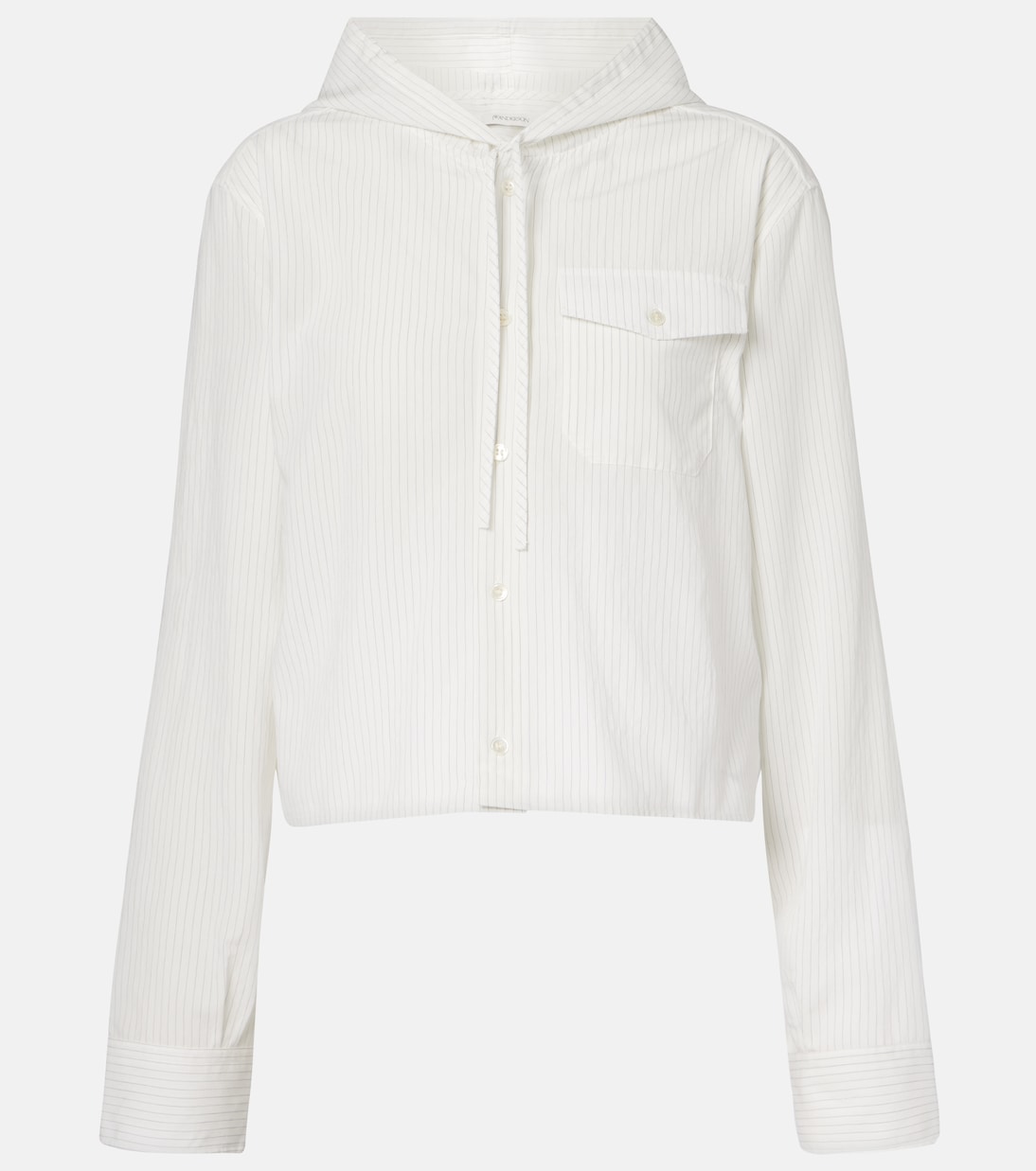 

Полосатая укороченная рубашка с капюшоном JW Anderson, Off White/Grey