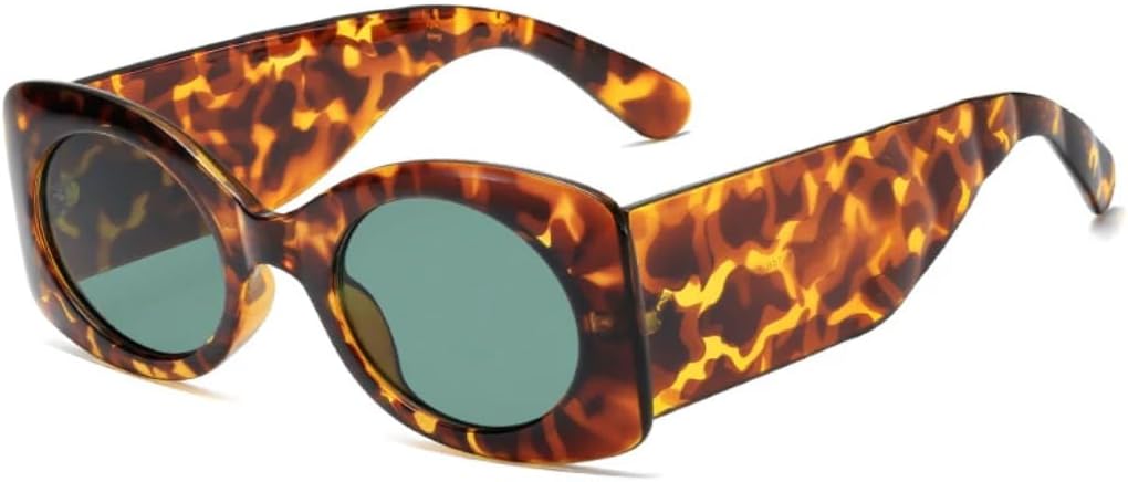 

Панк-модные солнцезащитные очки в овальной оправе с широкими дужками для женщин и мужчин, для активного отдыха, вождения, путешествий, с защитой от УФ-излучения UV400 TVTBBVV, Leopard Green