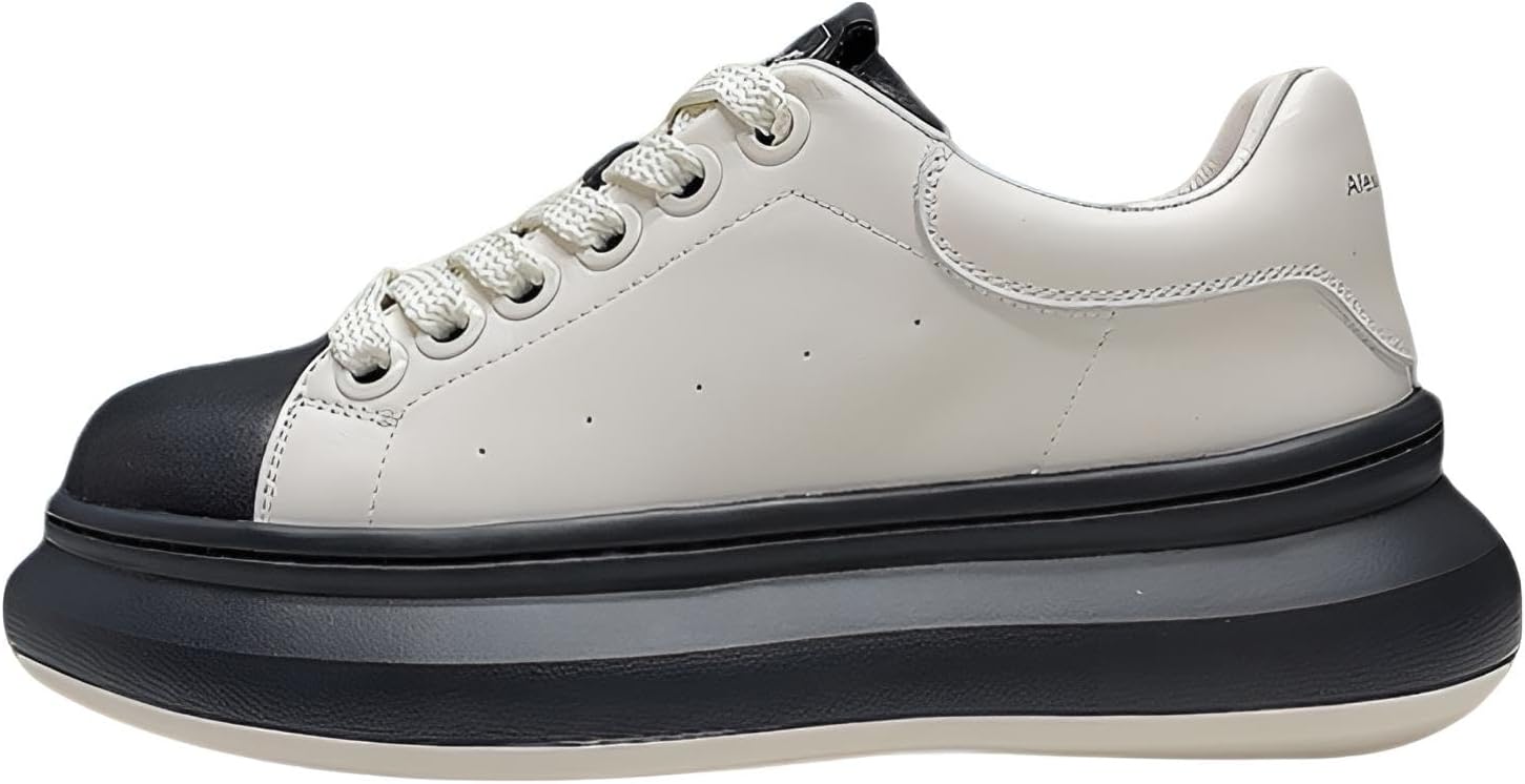 

Кроссовки на платформе, белая кожа с черными акцентами, массивная многослойная подошва Generic