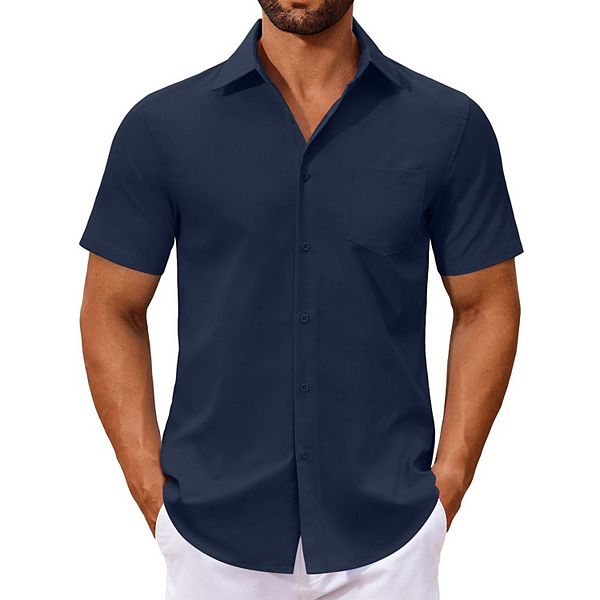 

Мужская рубашка с коротким рукавом regular fit Coofandy, Navy Blue