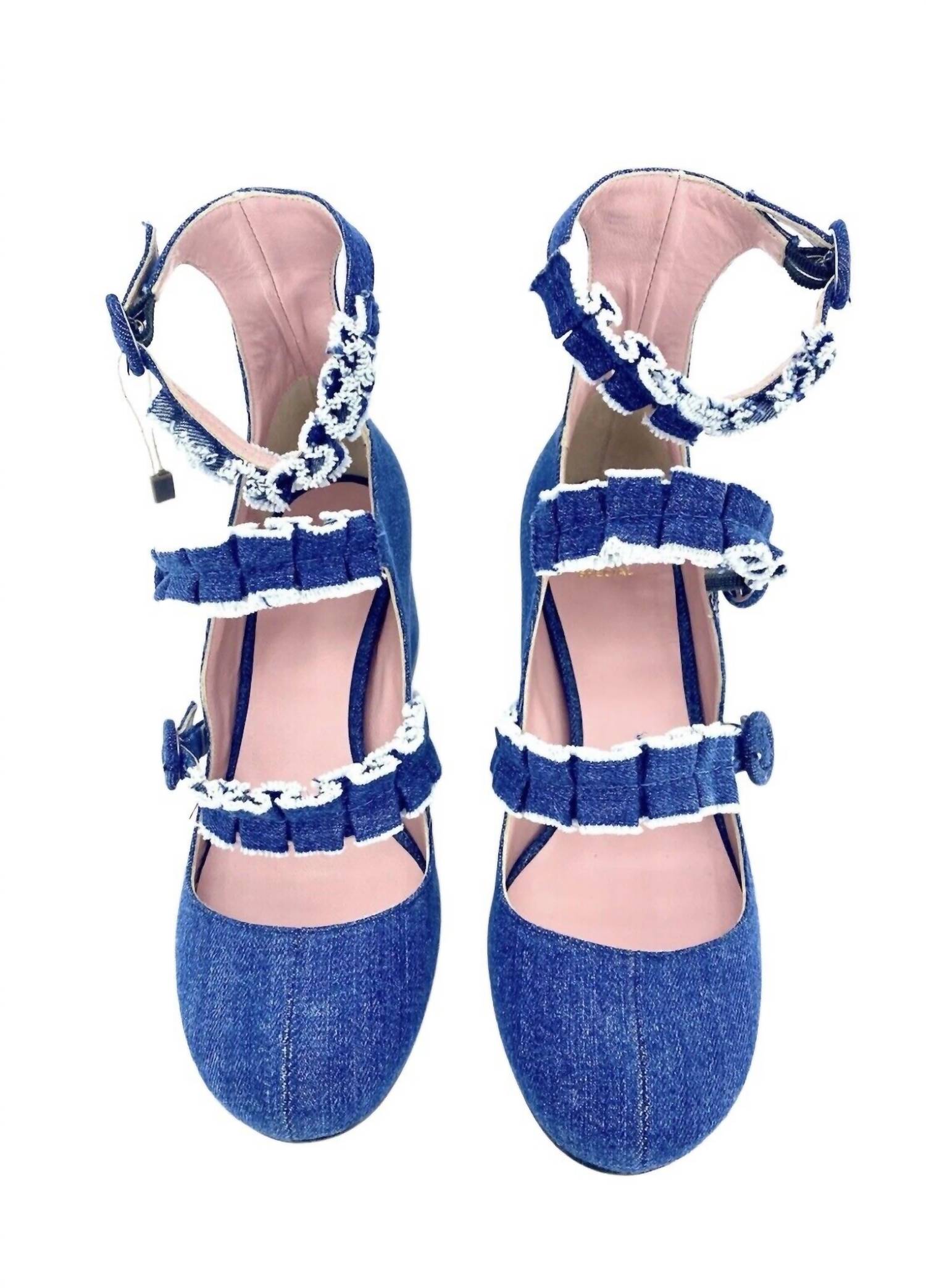 Женские туфли Mary Jane Triple Buckle на каблуках синего цвета Tipe e Tacchi — фото 2