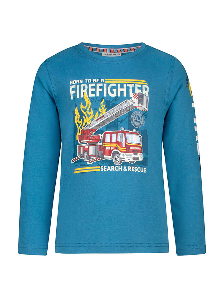 

Salt and Pepper Футболка с длинными рукавами «Пожарный» синего цвета