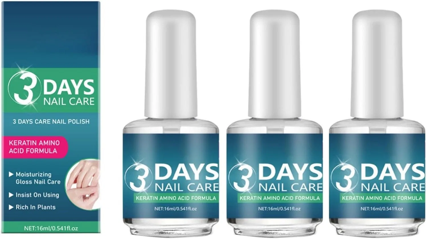 Масло для ногтей «3 Days Nail Care» с кератином и аминокислотами, 3 шт. Generic, 3 Days Nail Care